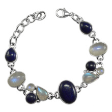 buy Best Lapis Lazuli & Rainbow Moonstone Gemstone & 925 Sterling Silver Designer Bracelet Jewelry